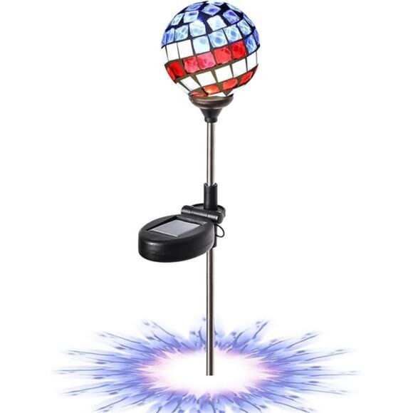 Solar Powered Garden Light Stakes,Mosaic Globe 4th of July Stake Solar Light - Picture 8 of 8